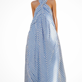 Pembury | Vestido maxi de verano con cuello halter a rayas para mujer