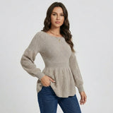 Camiseta de punto con efecto peplum | Corte femenino | Conforto elegante