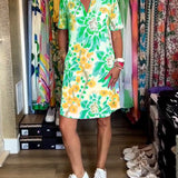 Federica™ - Vestido con mangas cortas y estampado floral