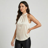 Top satinado fluido en seda suave | Corte suelto | Elegancia luminosa