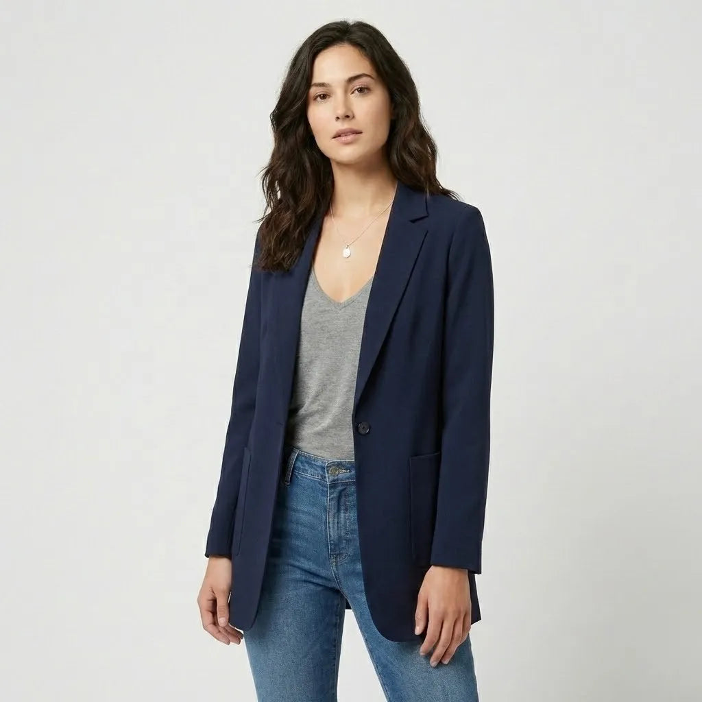 Blazer largo estructurado en mezcla de lana | Corte entallado | Elegancia urbana versátil