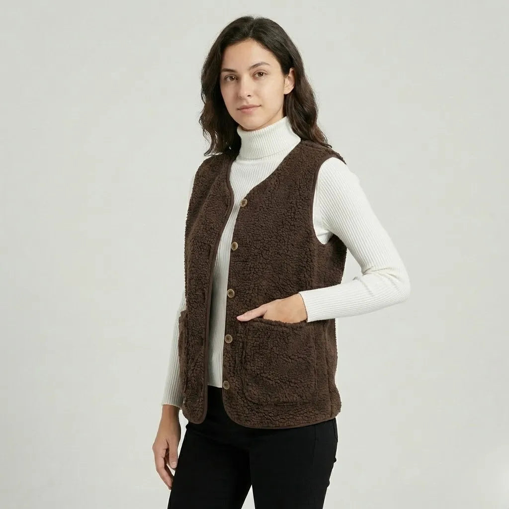 Capa acogedora de invierno suave | Chaleco sin mangas con botones | Estilo casual cómodo