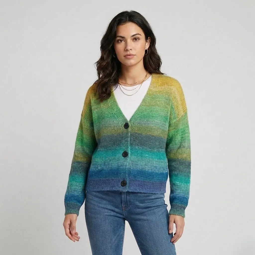 Cárdigan de punto multicolor | Corte relajado | Estilo creativo para el día a día