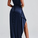 Avelisse | Vestido Maxi de Tirantes Espagueti con Fruncidos y Corte Alto para Invitadas de Boda