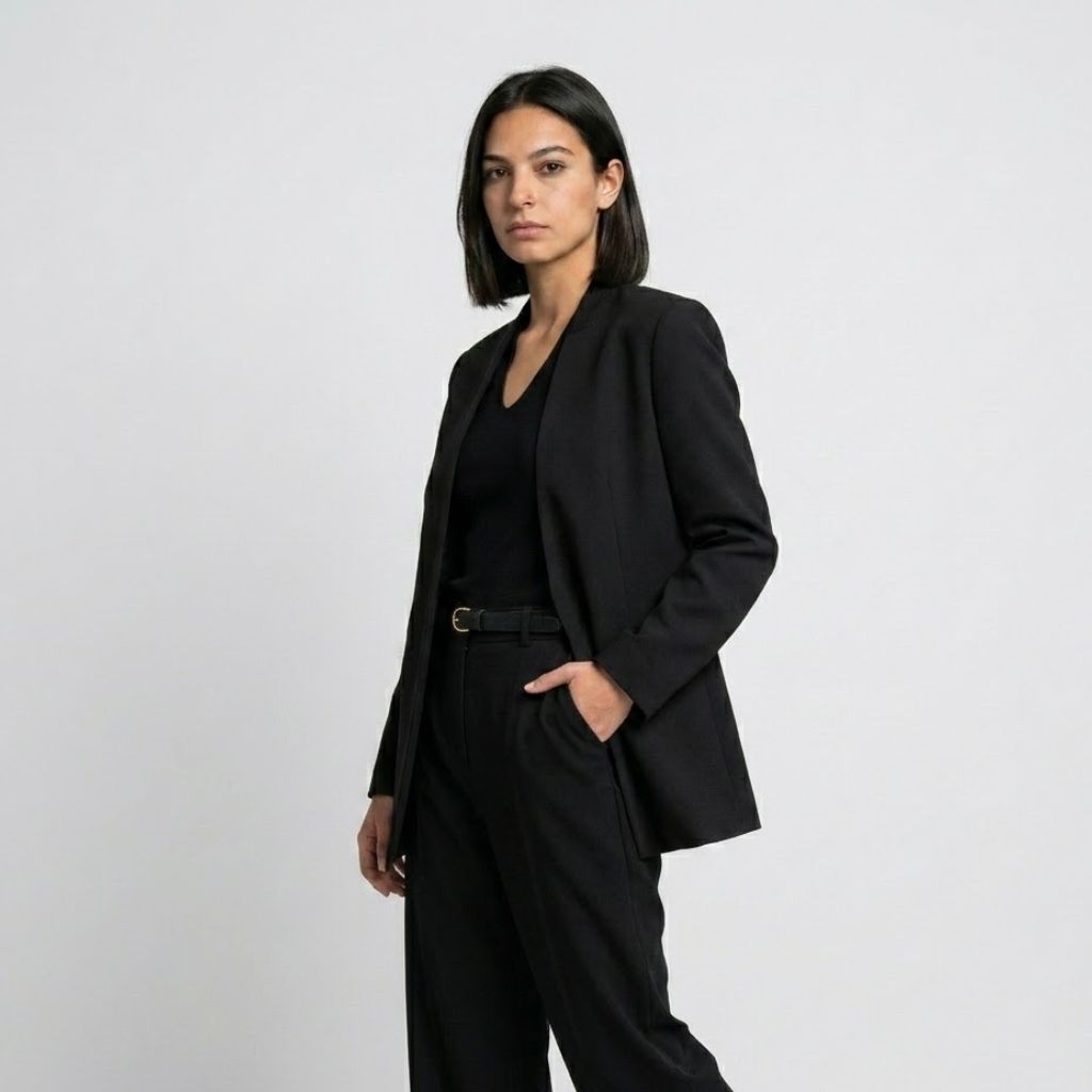 Blazer Fluido de Corte Amplio con Línea Minimalista