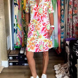Federica™ - Vestido con mangas cortas y estampado floral