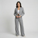 Conjunto Femenino de Blazer y Pantalones de Sastre a Rayas
