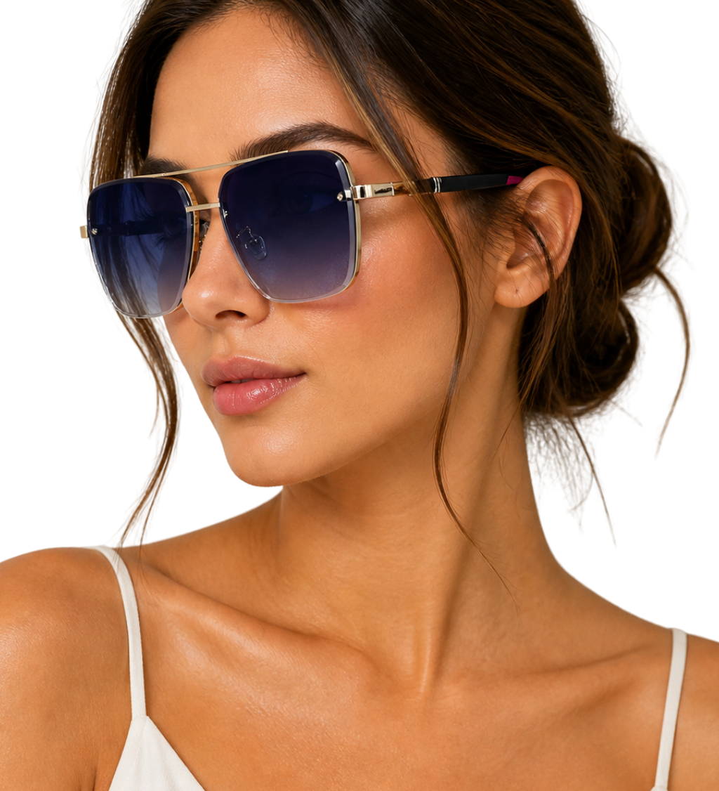 Raffy | Gafas de Sol Aviador con Montura de Metal Dorado y Lentes Degradados