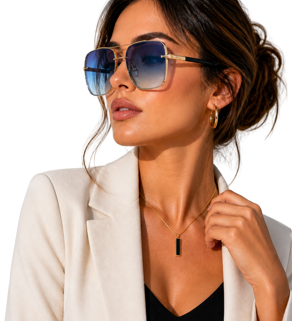 Barlow | Gafas de Sol Aviador Retro con Montura Dorada y Lentes Gradientes UV400