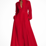 Winifred | Vestido maxi de fiesta de jardín para mujer con mangas largas y botones en la parte delantera, con bolsillos