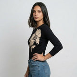 Blusa Floral de Manga Larga para Elegancia Casual