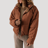 Chaqueta Puffer Acolchada Oversized para Mujer con Cierre Frontal