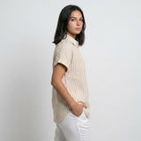 Blusa de Rayas con Bolsillo Frontal para Uso Diario