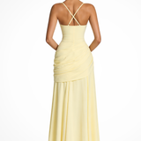 Lavinia | Vestido Maxi de Cuello Cuadrado para Invitadas de Boda con Corte Lateral