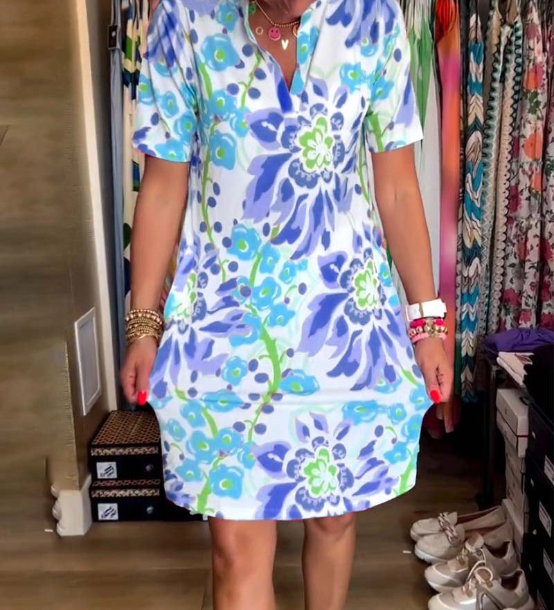 Federica™ - Vestido con mangas cortas y estampado floral