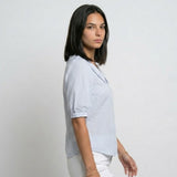 Blusa a Rayas con Cuello Redondo para Conforto Diario