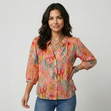 Blusa estampada de inspiración bohemia | Corte suelto | Estilo relajado