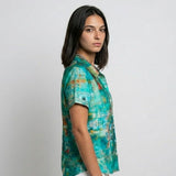Blusa Camisera Estampada con Manga Corta para una Presencia Ligera