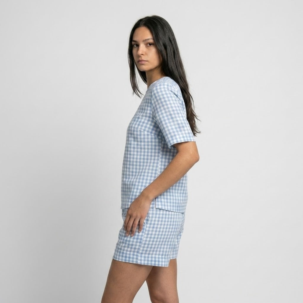 Conjunto Ligero con Blusa Suelta y Pantalones Cortos Estampados para Días Activos