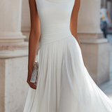 Vivienne | Vestido midi de invitada de boda drapeado y plisado para mujer