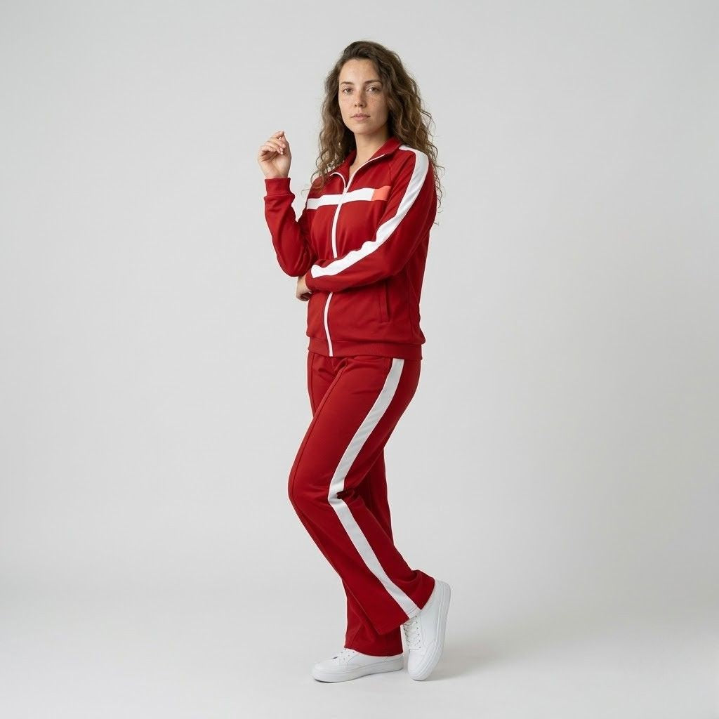 Conjunto Deportivo con Chaqueta de Cierre y Pantalón de Pierna Derecha