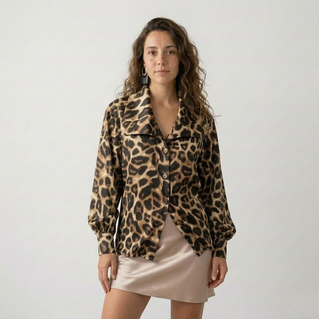 Blusa Oversized con Botones Frontales y Estructura Ligera