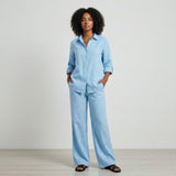 Conjunto Fluido con Camisa de Botones y Pantalones de Pierna Ancha