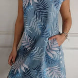 Vestido de verano para señora con bolsillos y estampado vibrante