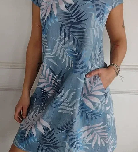 Vestido de verano para señora con bolsillos y estampado vibrante