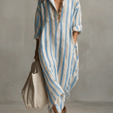 Camisa casual a rayas y vestido maxi de estilo bohemio