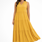 Florencia | Vestido maxi de verano sin mangas y con volantes para mujer