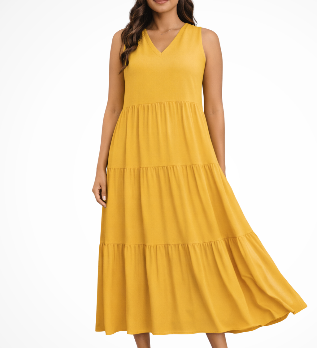 Florencia | Vestido de verano maxi sin mangas y en capas para mujer