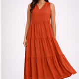 Florencia | Vestido de verano maxi sin mangas y en capas para mujer