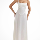 Lorenna | Vestido maxi de satén con corsé para invitadas de boda