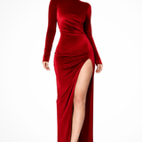 Nyra | Vestido maxi de verano con mangas largas y fruncidos para mujer con abertura lateral