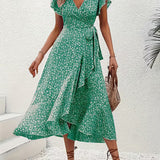 Elara | Vestido envolvente fluido que disimula el abdomen