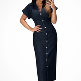 Juniper | Vestido largo de mezclilla con botones en la parte delantera para mujer