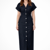 Juniper | Vestido largo de mezclilla con botones en la parte delantera para mujer
