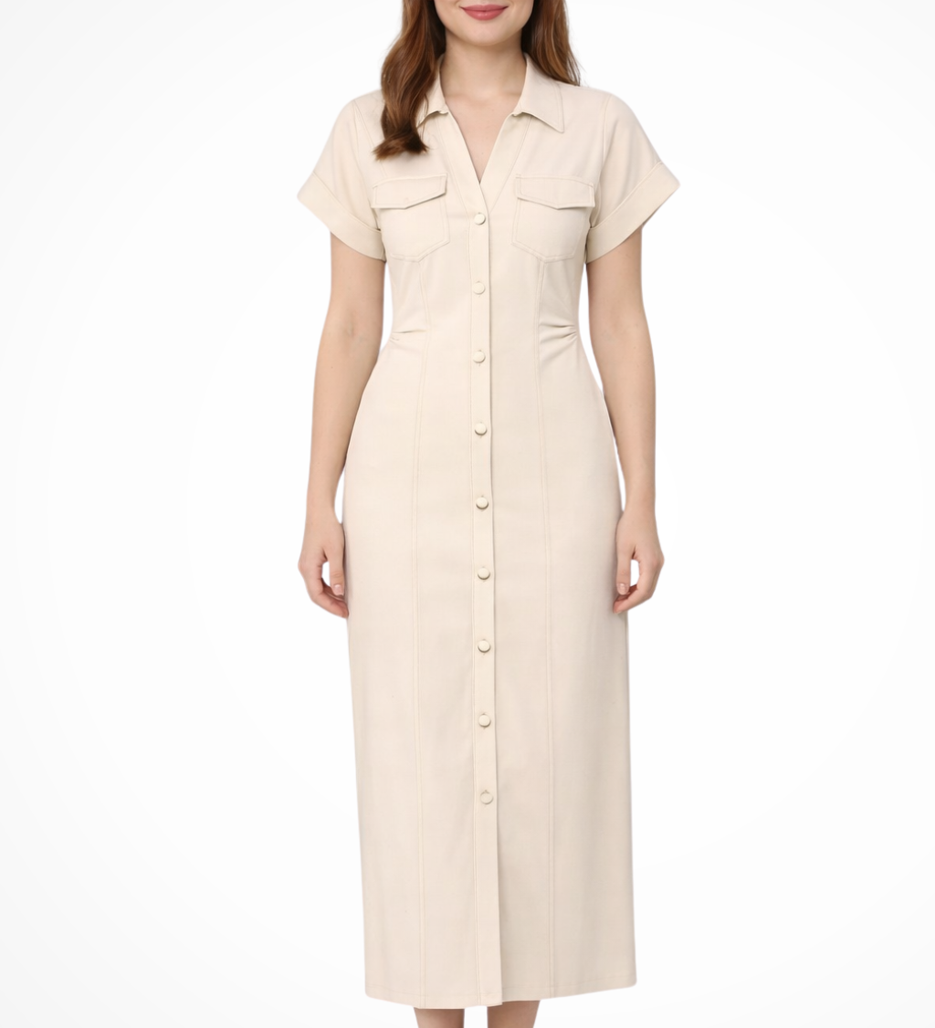Juniper | Vestido largo de mezclilla con botones en la parte delantera para mujer