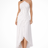 Imogen | Vestido de verano maxi sin mangas con halter y espalda abierta, ideal para bodas y eventos