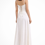Lorenna | Vestido maxi de satén con corsé para invitadas de boda