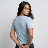 Blusa Canalada con Manga Corta para Conforto Diario