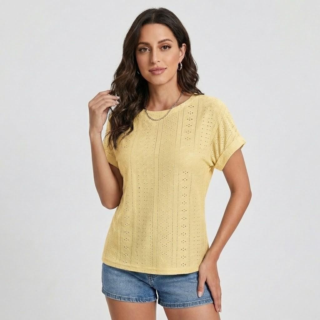 Blusa perforada de inspiración natural | Corte suelto | Confort de verano