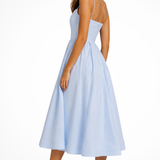 Klementīne | Vestido midi de invitada de boda con escote cuadrado y acampanado