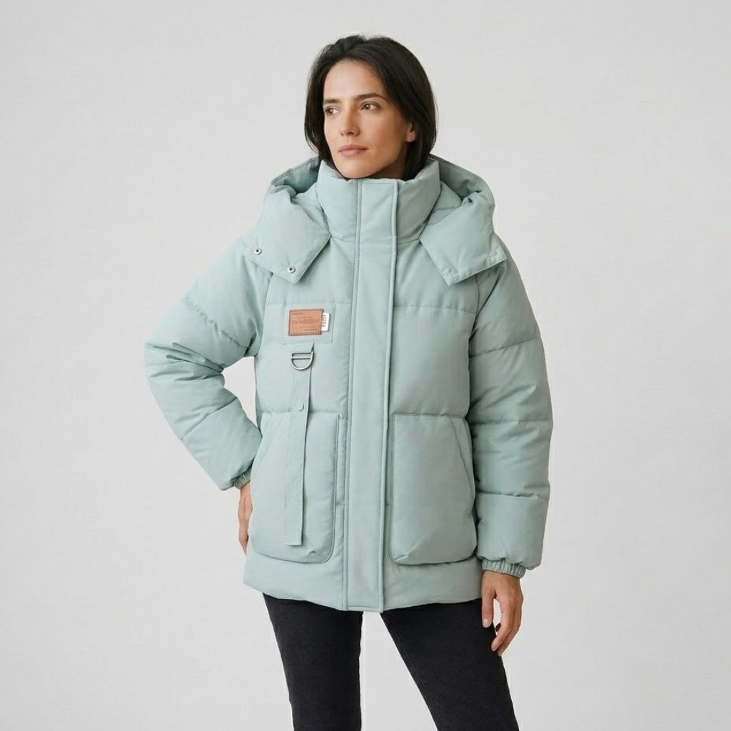 Abrigo Acolchado con Cuello Alto para Protección Térmica Urbana