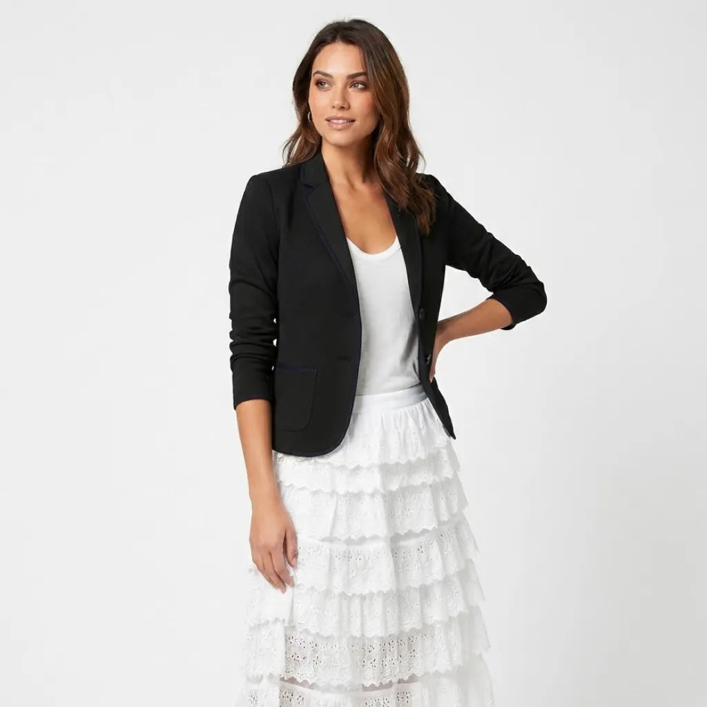 Blazer estructurado con acabado contrastante | Corte recto | Elegancia moderna femenina