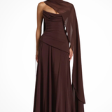 Genevieve | Vestido de mujer con cuello sin tirantes para bodas con chal