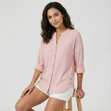 Blusa fluida en mezcla de algodón | Corte suelto | Elegancia desenfadada