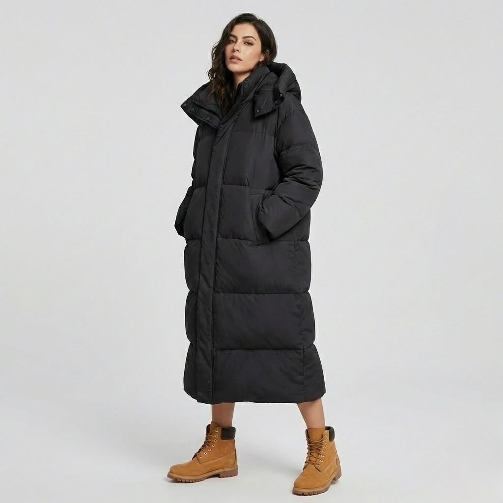 Abrigo acolchado largo con capucha | Corte cómodo | Confort urbano de invierno