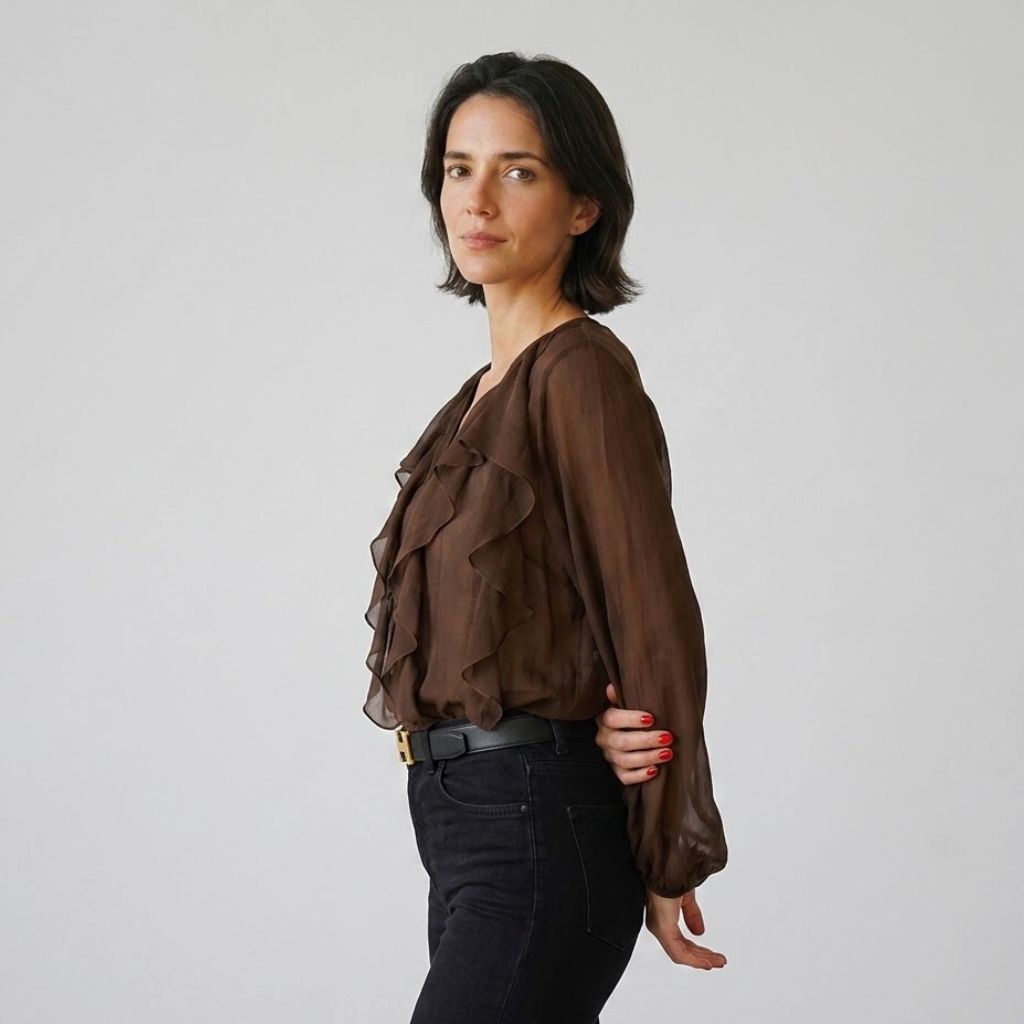 Blusa Fluida con Volantes Frontales y Movimiento Elegante